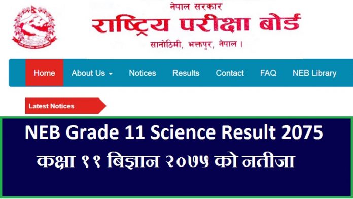 NEB Grade 11 Science Result 2075