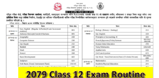 2079 Class 12 Exam Routine