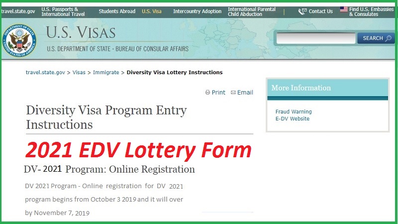 2021 EDV Lottery Form
