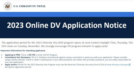 2023 Online DV Application Notice