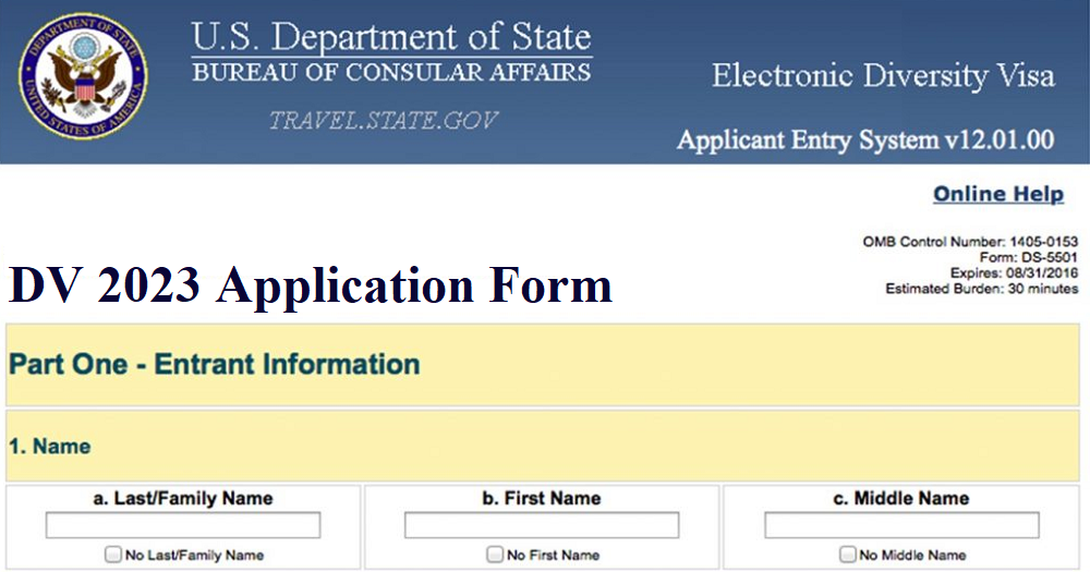 Diversity Visa Lottery 2023 Application Form Printable Forms Free Online