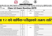 Class 12 Exam Routine 2079