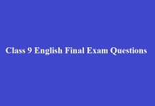Class 9 English Final Exam Questions