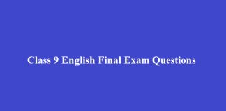 Class 9 English Final Exam Questions