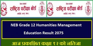 NEB Grade 12 Humanities Management Education Result 2075