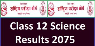 Class 12 Science Results 2075
