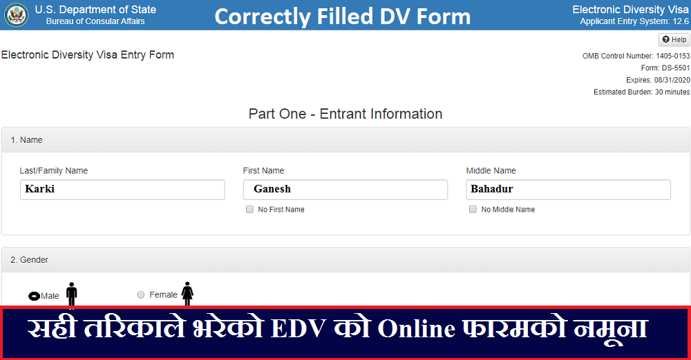 Correctly Filled EDV Form