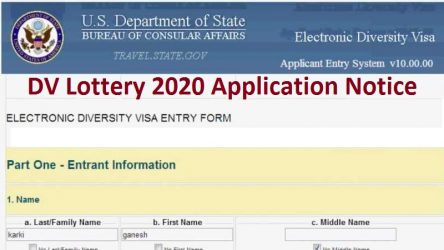 DV Lottery 2020 Application Notice