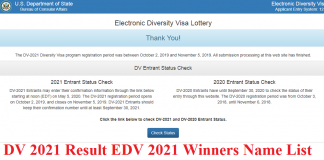 DV 2021 Result EDV 2021 Winners Name List