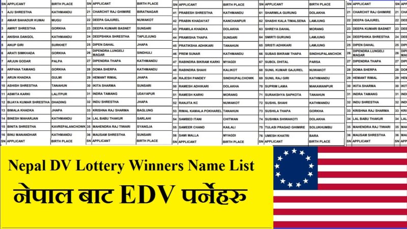 Nepal DV Lottery Winners Name List