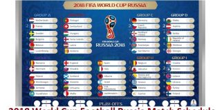 2018 World Cup Football Russia Match Schedule
