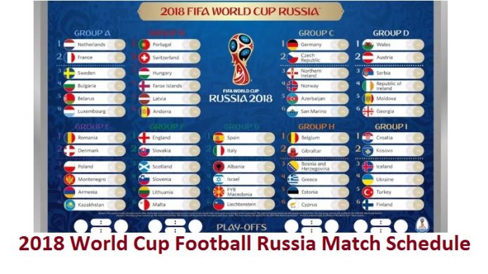 2018 World Cup Football Russia Match Schedule