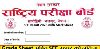 SEE Result 2078 with Mark Sheet