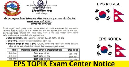 EPS TOPIK Exam Center Notice 2022