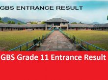GBS Grade 11 Entrance Result
