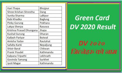 Green Card DV 2020 Result EDV 2020 Result