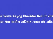 Lok Sewa Aayog Kharidar Result 2074