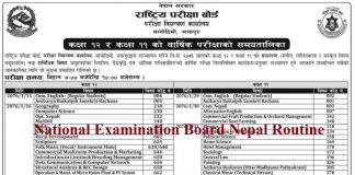 National Examination Board Nepal Routine