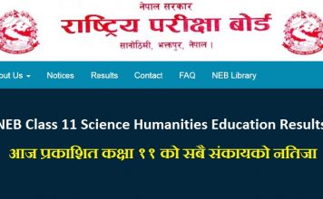 NEB Class 11 Science Humanities Education Results