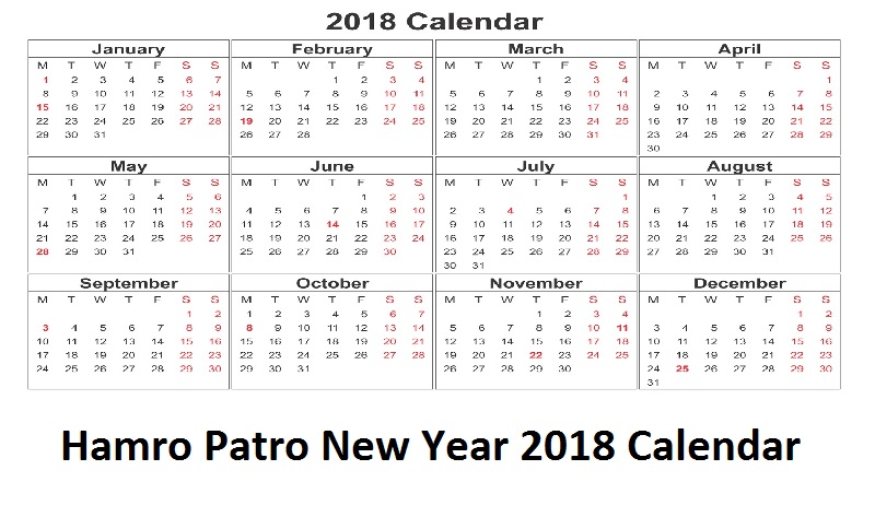 Hamro Patro New Year 2018 Calendar