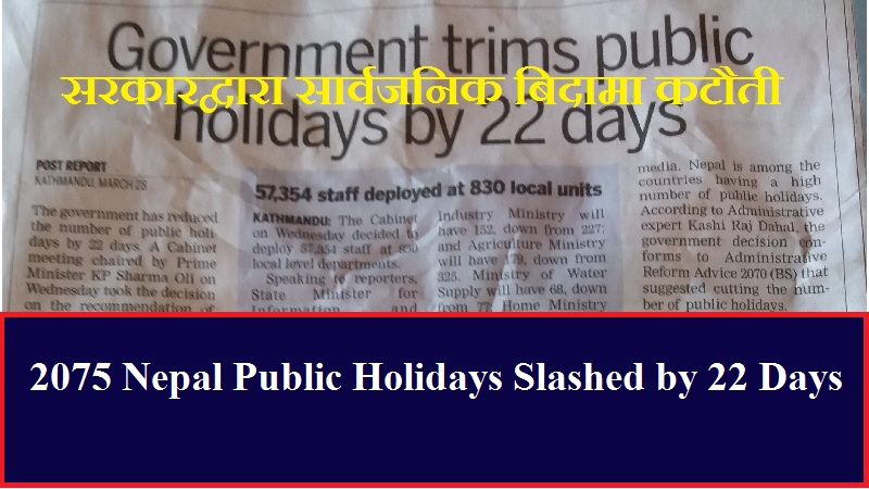 2075 Nepal Public Holidays Slashed by 22 Days