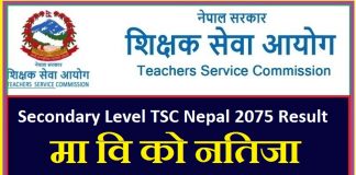 Secondary Level TSC Nepal 2075 Result