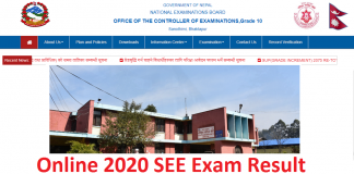 Online 2020 SEE Exam Result