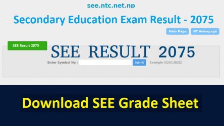 Secondary Education Exam SEE 2075 Result