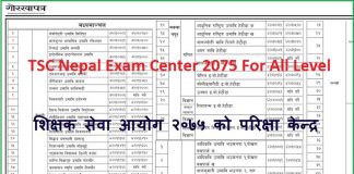 TSC Nepal Exam Center 2075 For All Level