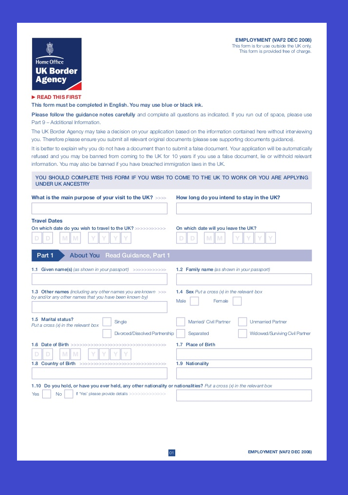 Uk visa application