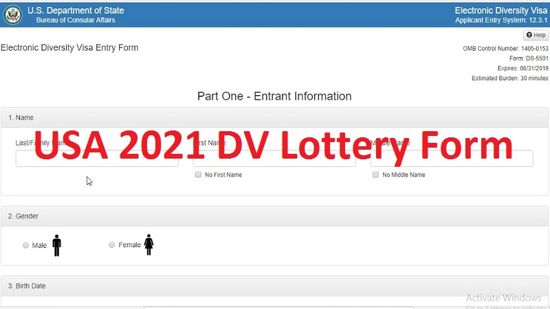 USA 2021 DV Lottery Form
